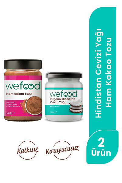 Wefood Organik Hindistan Cevizi Yağı 150 ml + Ham Kakao Tozu 140 gr