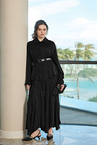 MissWhence Elegant Textured Shirt and Skirt Se