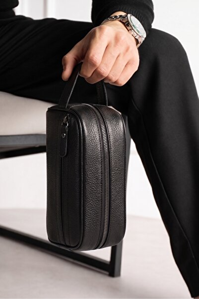 NahitaTyana Genuine Calfskin Men's Shaving and Clutch Care Bag