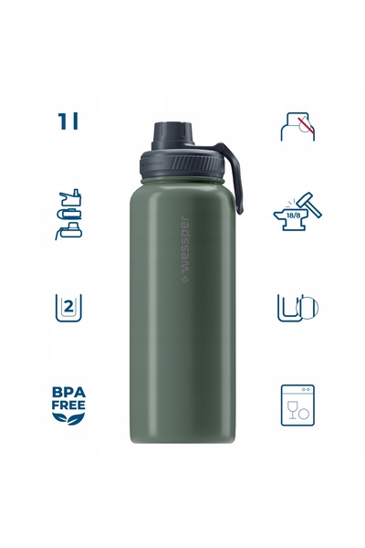 Wessper Termos din oțel B3 THERMOSTEEL cu trei duze 1 l