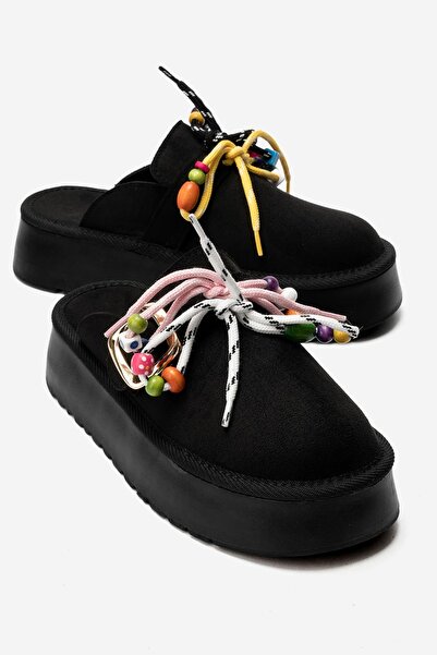 Zeynep Sıradağlı Denise Women's Faux Leather Slippers Black Suede