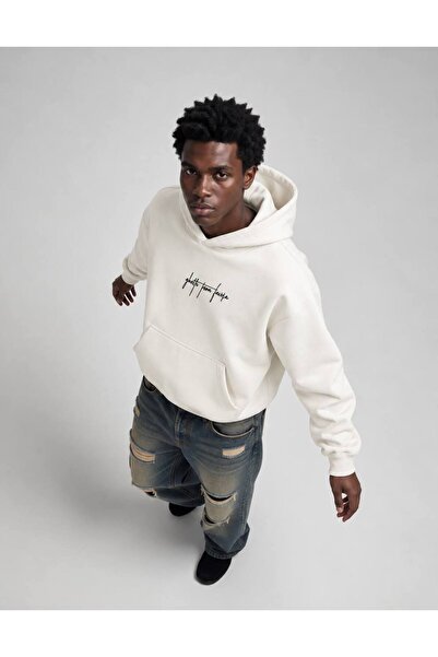 QUICK IN STEPS Unisex Oversize Kapüşonlu Sırt Baskılı Sweatshirt