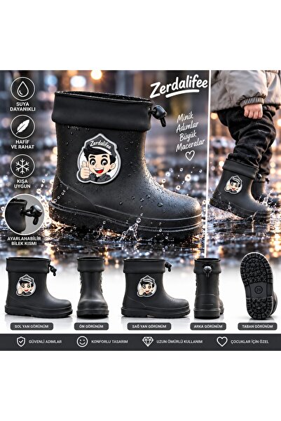ZERDALİFE Çocuk ışıklı İçi peluşlü Kışlık Yağmur bot, su geçirmez Günlük çocu...