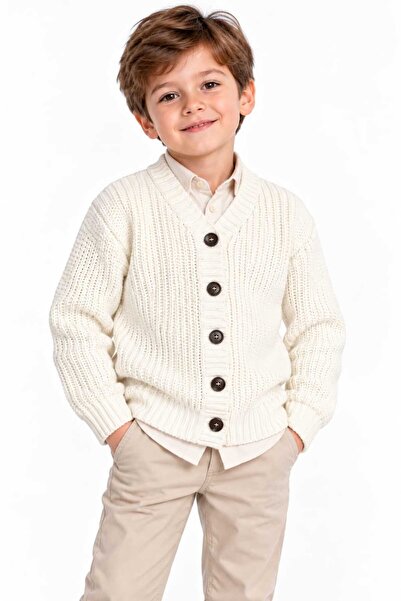 Meriç bebe Boy's Buttoned V-Neck Thessaloniki Knitted Cardigan