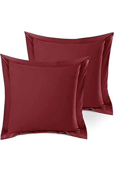 COM LIVING HOUSE Set de 2 fețe de pernă 90 x 90 cm din bumbac ranforce, bordo