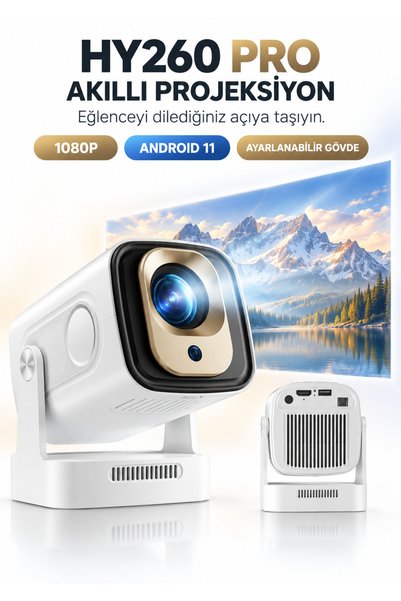 Sidox HY260 Pro 1080P Full HD Projeksiyon Ev Sineması Kompakt Tasarım Taşınab...