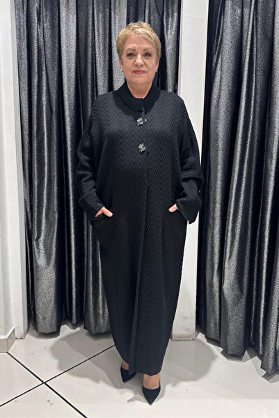 selma Büyük Beden Hakim Yaka Triko Kap Modeli
