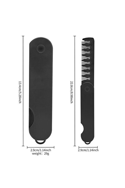 AZENA 2 In 1 Small Black Travel Pocket Folding Hair Comb Mini Foldable Hairbrush Comb