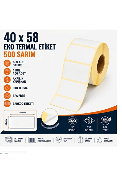 40x58 Termal Terazi Barkod Etiket 500'lü Sarım