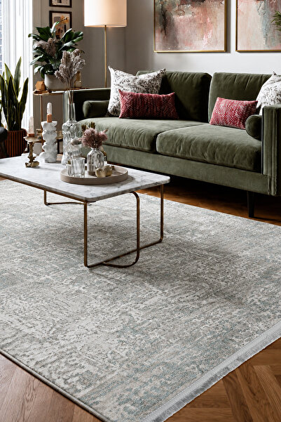 Aden Laura Vintage Dokuma Halı | Modern Eskitme Desenli | Makinede Yıkanabili...