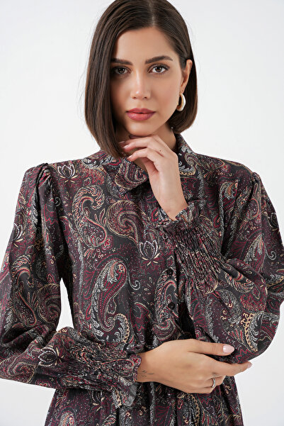 Modamorfo Women's Belted Hijab Dress 2589 - Black