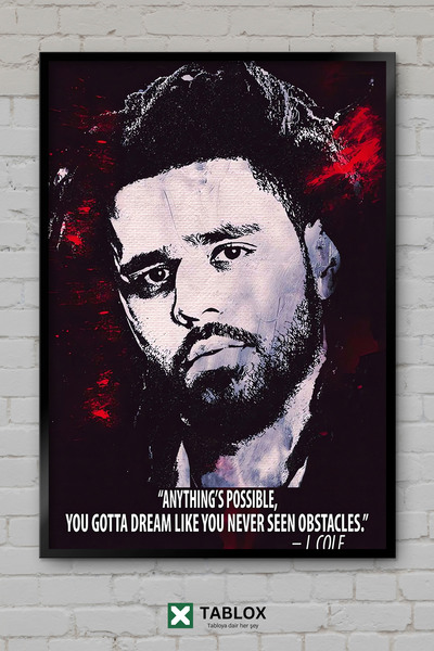 TABLOX J Cole Rapper Hip Hop Muzika Pesma Album Uramljena Dekorativna MDF Slika