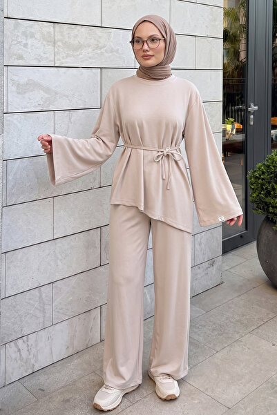 Salih Çelebi Asymmetrical Modal Suit 26173 - Beige