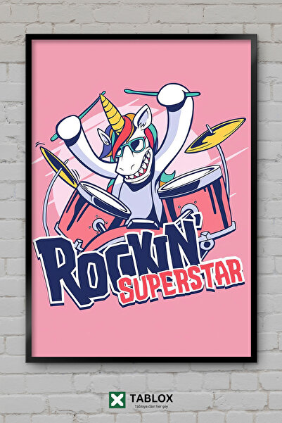 TABLOX Unicorn, cal cu o singură cornă, toboșar, rockstar, tablou decorativ î...