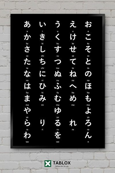 TABLOX Japanska tablica hiragane, poster sa alfabetom, okvir, dekorativni MDF...