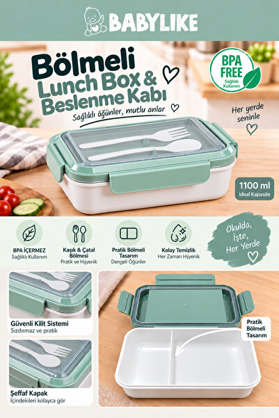 Babylike Compartmentalized Lunch Box Nutrition Container 1100 ml – Leak-Proof...