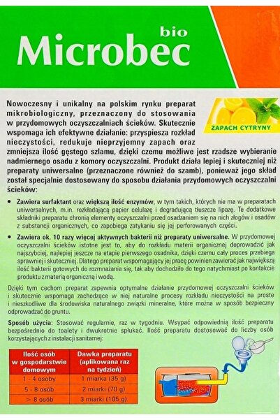 bros Microbec Ultra Preparat do Szamb 900g + 300g cu parfum de lămâie