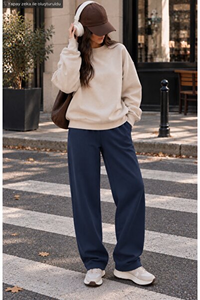 caddekombin Women's Wide Leg Loose-Fit Sweatpants - High-Waisted Plain Sports...
