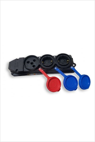 M3DECORİUM Two Monophase One Three-Phase Three-Plug Professional Multi-Plug Sockets with Rubber Body, Copper Conductor, Socket Cover, Insulated, Sturdy Connection Apparatus, Machine Heater, for Vehicle Charging
