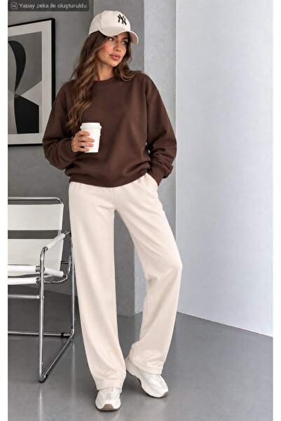 caddekombin Women's Wide Leg Loose-Fit Sweatpants - High-Waisted Plain Sports...