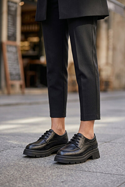Ayakkabı Fuarı Elit Pm207 K8858 Women's Genuine Leather Casual Shoes Black