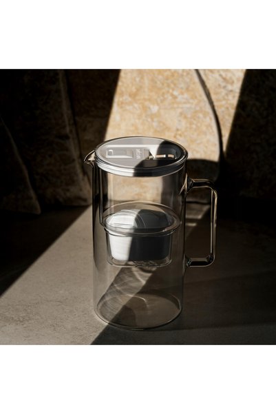 Wessper Carafa de sticlă cu filtru D2 BOROSILICATE FF 3l albă + 6 filtre