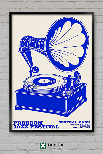 TABLOX Freedom Özgürlük Jazz Festival Μουσική Αφίσα Φεστιβάλ με Πλαίσιο Εμφάν...