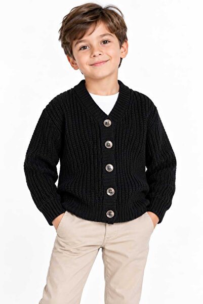 Meriç bebe Boy's Buttoned V-Neck Thessaloniki Knitted Cardigan