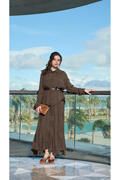 MissWhence Elegant Textured Shirt and Skirt Se