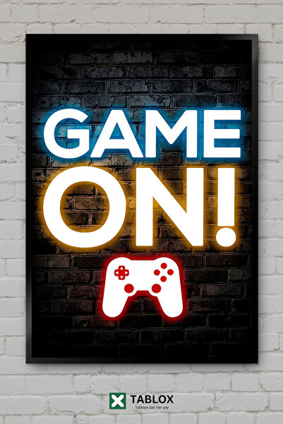 TABLOX Το παιχνίδι έκανε την αρχή! Αφίσα Neon Gamer με πλαίσιο, διακοσμητικός...