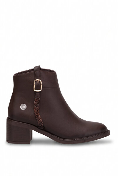 Mammamia D26Kb-8805 Women's Genuine Leather Heeled Boots Brown