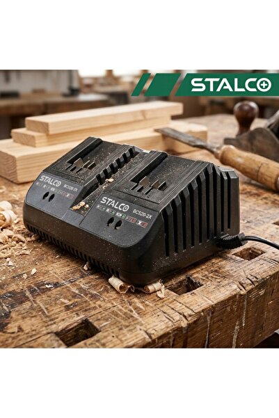 Stalco Încărcător rapid dublu pentru baterii Li-Ion S-Volt 20V