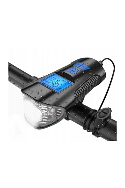 NO BRAND LUMINĂ BICICLETĂ LAMPĂ FRONTALĂ PUTERNICĂ LED USB + CONTOR ȘI CLAXON