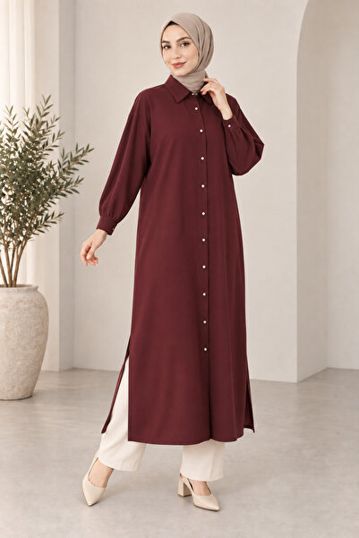 VıoShıne Women's Modal Tencel Buttoned Oversize Long Tunic Shirt