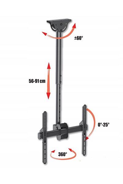 Techly Suport de tavan 32 "-55", reglabil, 50kg