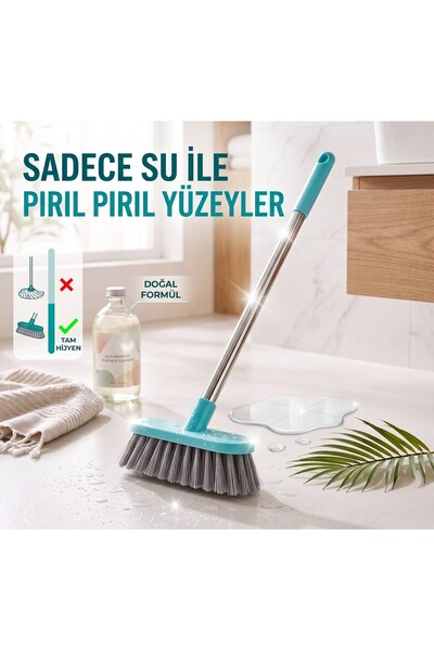 RED KİTCHEN Banyo ve Fayans Derz Temizleme Fırçası - Paslanmaz Çelik Saplı Sert Kıllı Zemin ve Duvar Fırçası