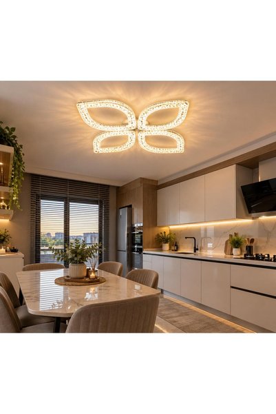 Prime Aydınlatma ÇİÇEK 2+2'Lİ LEDLİ GOLD SALON MUTFAK avize