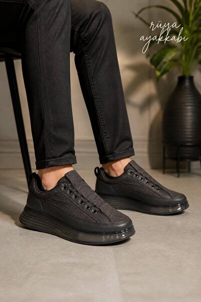 Rüya Ayakkabı Men's Black Thick-Soled Sneaker - Comfortable and Trendy Casual...