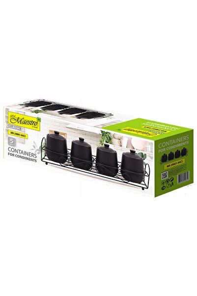 Maestro Set de 4 recipiente pentru condimente NEGRU MR-20001-04CS