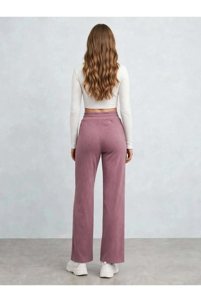 MAİMODA Women's Ribbed Brushed Casual Pants