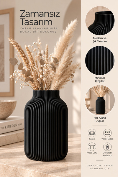 Novori Design Dekoratif Vazo, Modern Yapay Çiçek Vazosu, Modern Dekorasyon İç...