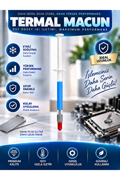 PEMBERTON 0.5g Gri Termal Macun – 1.8 W/mk Isı Iletkenliği, Gümüş Alaşımlı Iş...