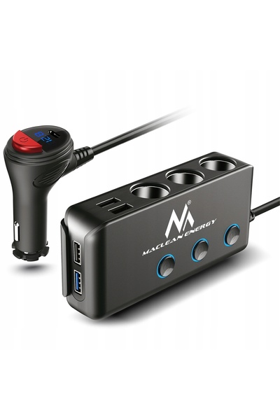 Maclean 12-24V 4xUSB 1m PD QC 120W Splitter brichetă auto MCE218