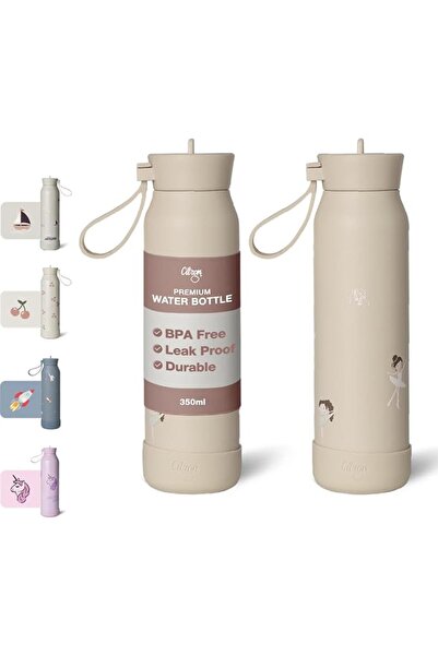 GENERAL Citron Stainless Steel Ballerina Design Water Bottle, 350 Ml, Beige