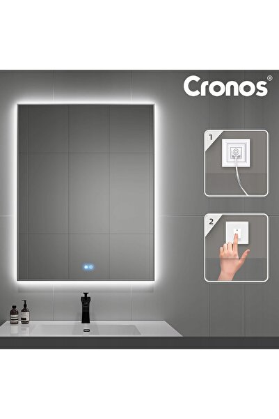 NO BRAND Oglindă încălzită cu iluminare LED, dreptunghiulară, 60x80cm, pentru...