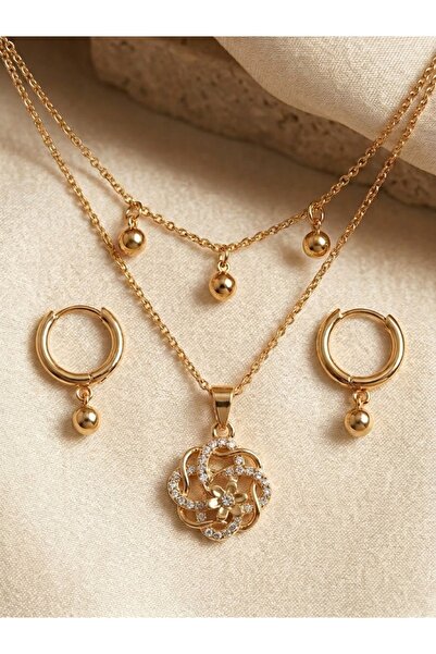 Generic Brand BEXX LABEL Women's Gold Plated Floral Zircon Pendant Layered Ne...