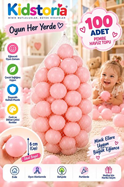 Kidstoria Oyun Havuz Topu Şişme Oyun Havuz Topları 6 Cm 50 Adet - Pembe