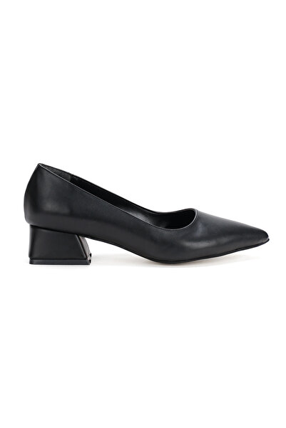 MFT AYAKKABI Women's Black Thick Heeled Closed Evening Dress Shoes