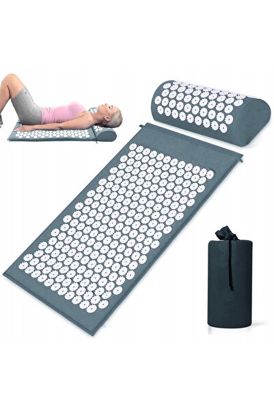 NO BRAND Saltea de acupresură gri 62x38cm cu pernă pentru relaxarea musculară