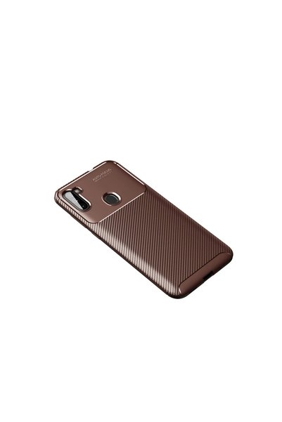 FMA Samsung Galaxy A11 Case Auto Focus Carbon Cover - Brown